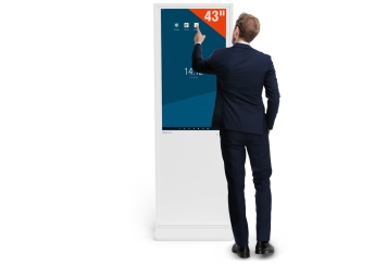 Digital totem DKST-LED43 med touchscreen, 43 in display, Android 11, hvid, 610 mm x 450 mm x 1.787 mm, TecMaschin 