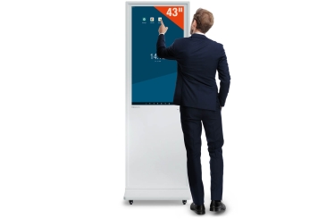 Mobil digital totem DKST-LED43 med touchscreen, 43 in Display, Android 11, hvid, 610 mm x 450 mm x 1.877 mm, TecMaschin 