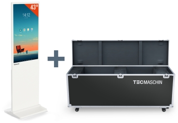 Digital totem DKS-LED43 inkl. transportkasse, hvid, 43 in Display, Android 11, TecMaschin 