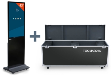 Mobil digital totem DKS-LED43 inkl. transportkasse, sort, 43 in display, Android 13, TecMaschin 