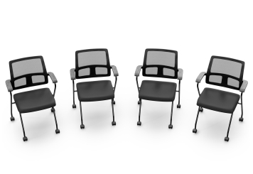 4 x konferencestol EMMA med hjul – pladsbesparende sammenklappelig, TOPREGAL 