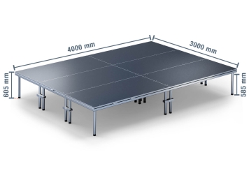 4 m x 3 m Mobil event-scene EBM850/2, 605 mm høj, 6 moduler 850 kg maks. belastning 