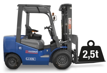 LI-ION Elektrisk gaffeltruck GSE25/5, integreret oplader, lasteevne 2.500 kg, SolidHub 