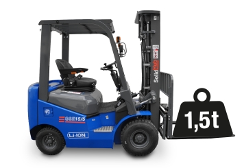 LI-ION Elektrisk gaffeltruck GSE15/5, integreret oplader, lasteevne 1.500 kg, SolidHub 