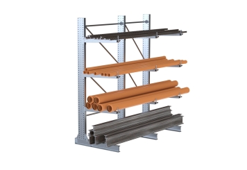 3,3 m rayonnage cantilever KR3000 / Galvanisé à chaud / Unilatéral / hauteur 2 m / 50 cm cantilever profondeur / 3 niveaux  