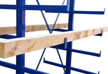 6,3 m rayonnage cantilever KR2500 / Peint / Bilatéral / hauteur 2 m / 5 niveaux / 50 cm cantilever profondeur 